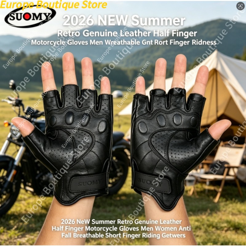 레트로 하프 핑거 오토바이 장갑 남성 여성을위한 정품  - Motorcycle Gear For Women 리뷰 및 가격